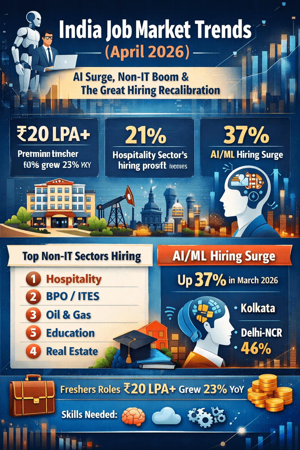 India Job Market Trends (April 2026): AI Surge, Non-IT Boom & The Great Hiring Recalibration