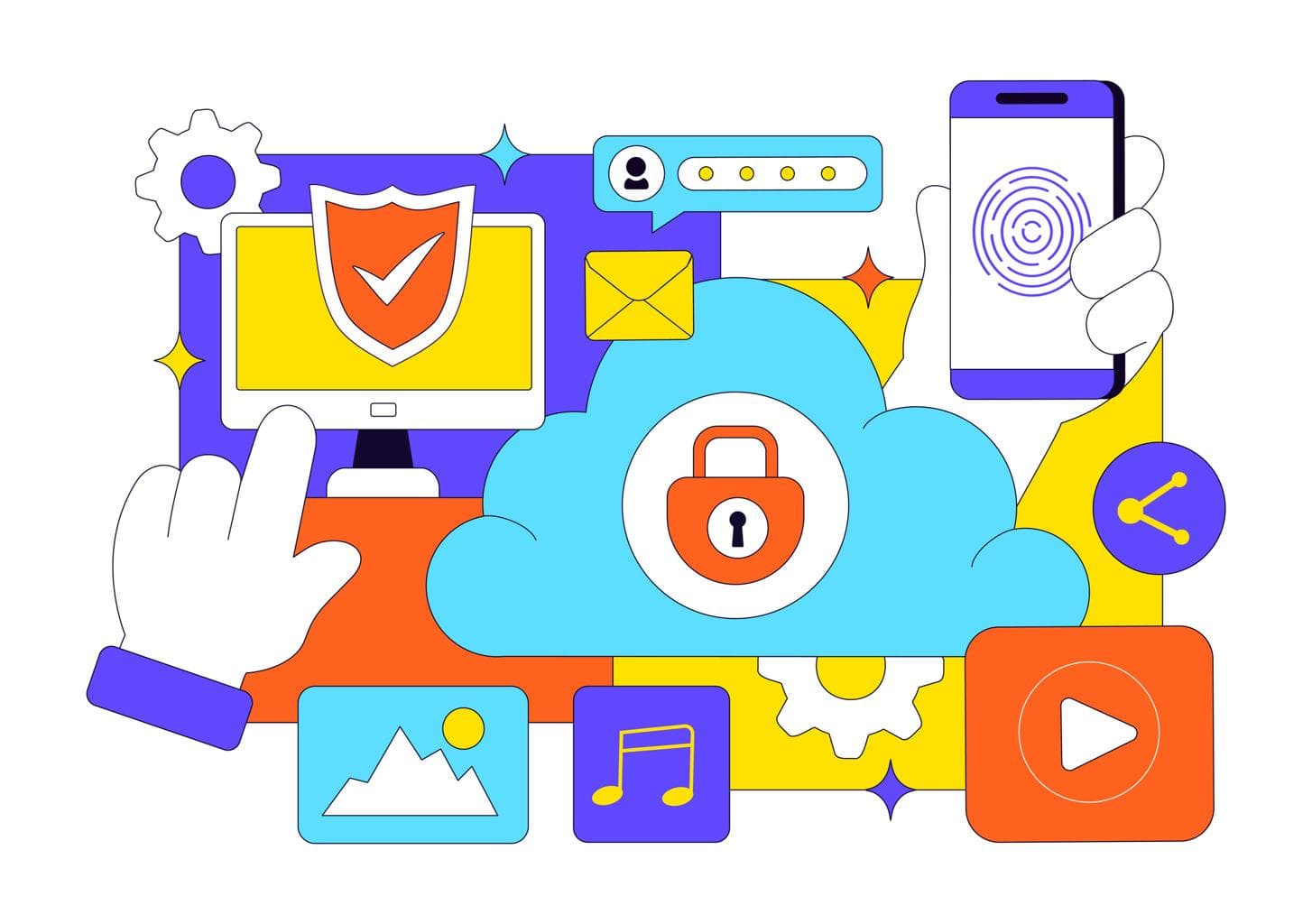 Data security layers: encryption, access controls, audit logs, and regular backups.