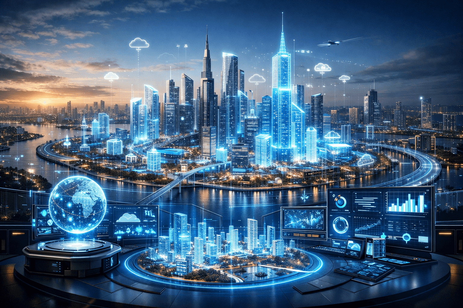A city‑scale digital twin used for real‑time urban planning and emergency response.