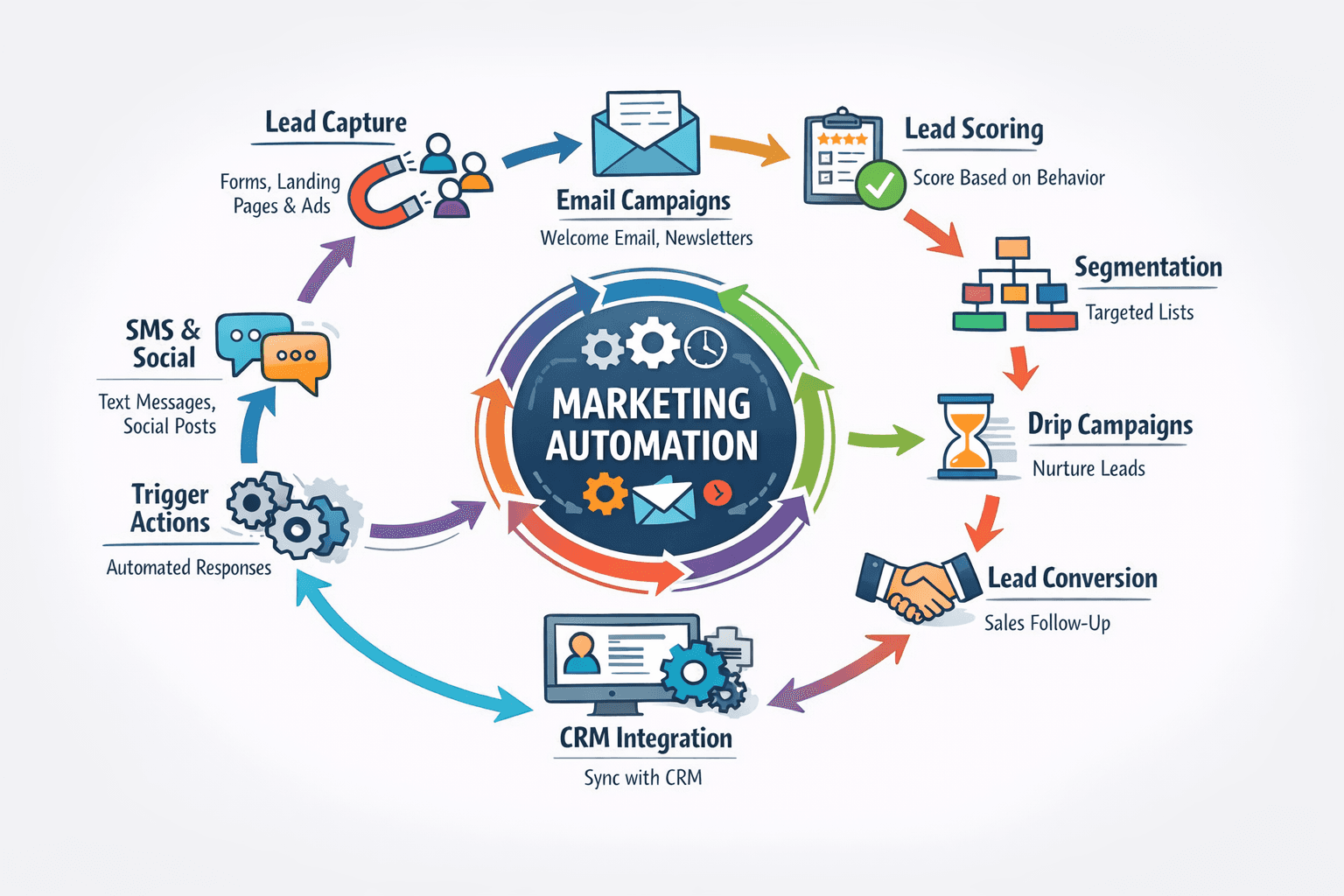 Marketing automation workflow: automated nurturing based on lead behavior.