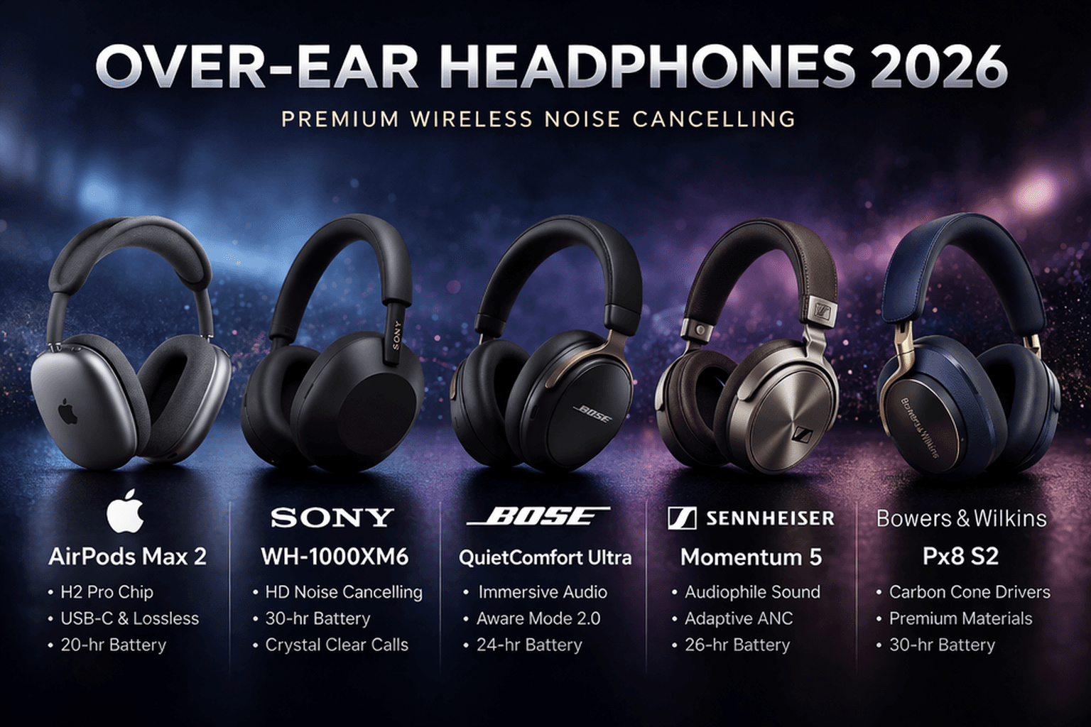 Over-ear headphones 2026: superior sound quality and comfort for extended listening sessions